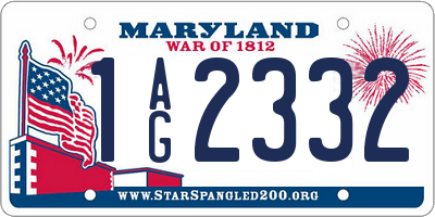 MD license plate 1AG2332