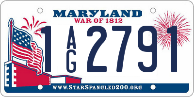 MD license plate 1AG2791