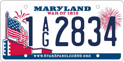 MD license plate 1AG2834