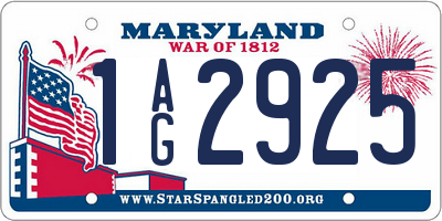 MD license plate 1AG2925