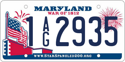 MD license plate 1AG2935