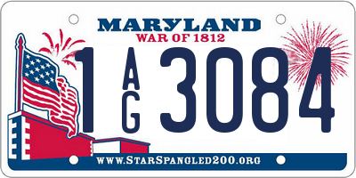 MD license plate 1AG3084