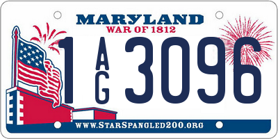 MD license plate 1AG3096