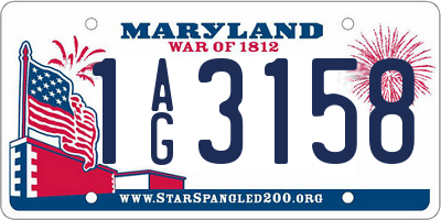 MD license plate 1AG3158