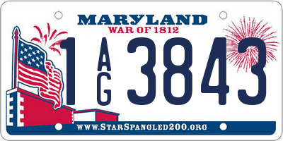 MD license plate 1AG3843