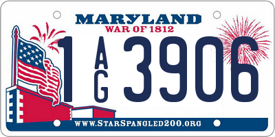 MD license plate 1AG3906