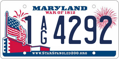 MD license plate 1AG4292
