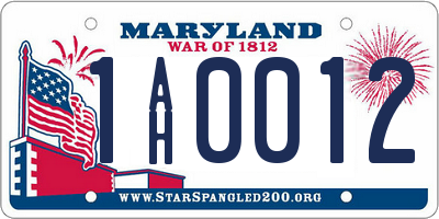 MD license plate 1AH0012