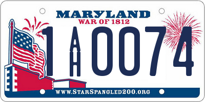 MD license plate 1AH0074