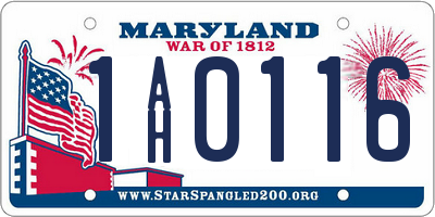 MD license plate 1AH0116