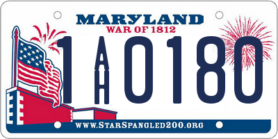 MD license plate 1AH0180