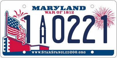 MD license plate 1AH0221