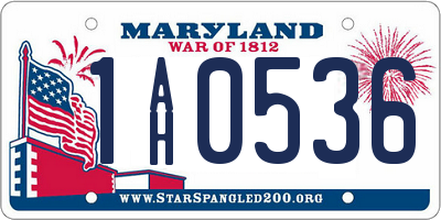 MD license plate 1AH0536