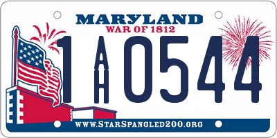 MD license plate 1AH0544