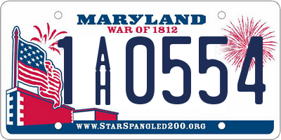 MD license plate 1AH0554