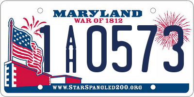 MD license plate 1AH0573