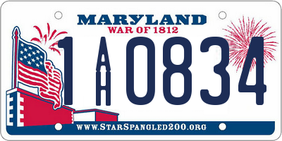 MD license plate 1AH0834