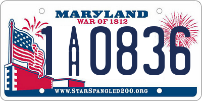MD license plate 1AH0836