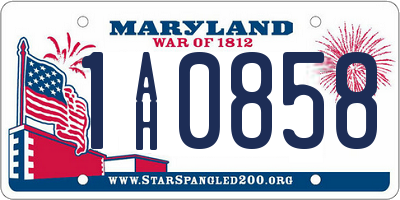 MD license plate 1AH0858