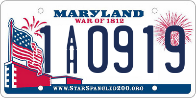 MD license plate 1AH0919