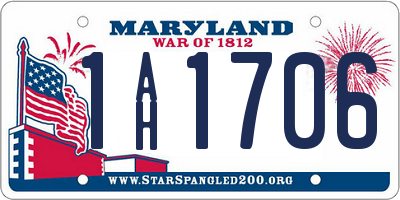MD license plate 1AH1706