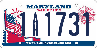 MD license plate 1AH1731