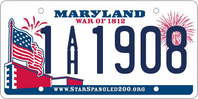 MD license plate 1AH1908