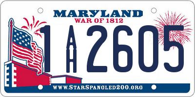 MD license plate 1AH2605