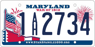 MD license plate 1AH2734