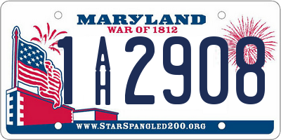 MD license plate 1AH2908