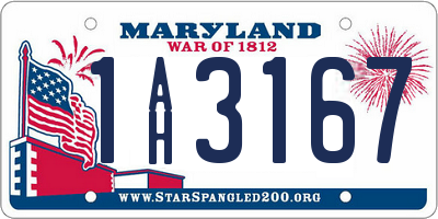 MD license plate 1AH3167
