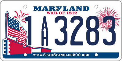 MD license plate 1AH3283