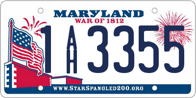 MD license plate 1AH3355
