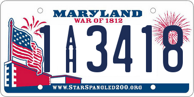 MD license plate 1AH3418