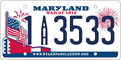 MD license plate 1AH3533