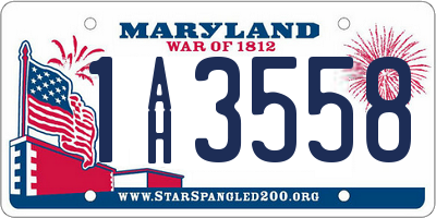 MD license plate 1AH3558