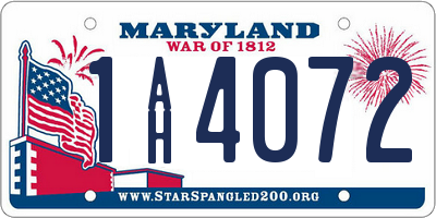 MD license plate 1AH4072