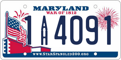 MD license plate 1AH4091