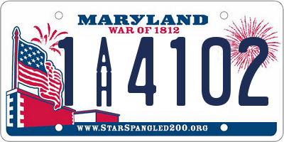 MD license plate 1AH4102