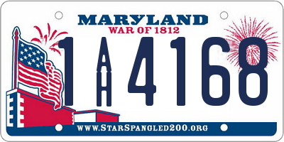 MD license plate 1AH4168