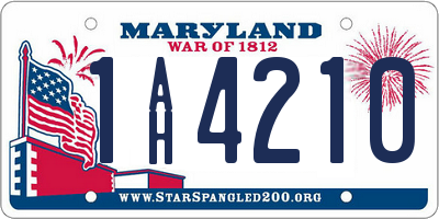 MD license plate 1AH4210