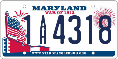 MD license plate 1AH4318