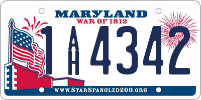 MD license plate 1AH4342