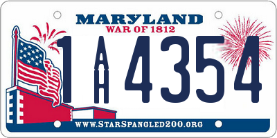 MD license plate 1AH4354