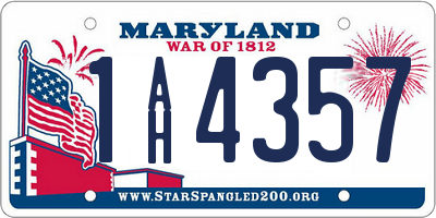 MD license plate 1AH4357