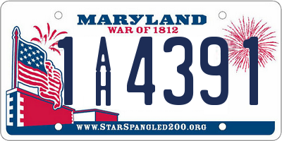 MD license plate 1AH4391