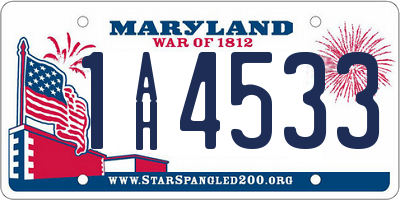 MD license plate 1AH4533