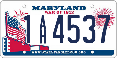 MD license plate 1AH4537