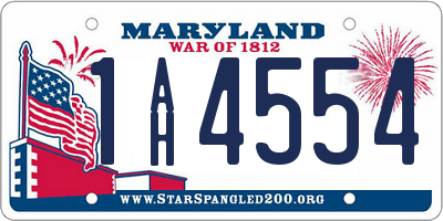 MD license plate 1AH4554