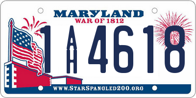 MD license plate 1AH4618